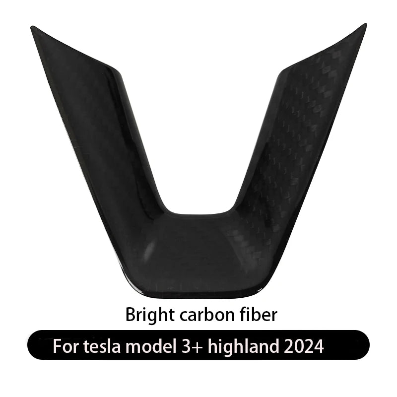 Steering Wheel Patch for Tesla Model 3+ Real Carbon Fiber Steering Wheel U-shaped Protective Cover 2025 New Model 3/Y Highland