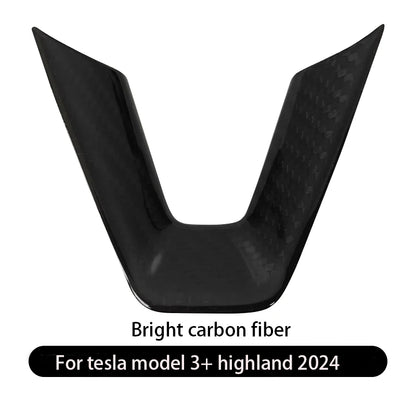 Steering Wheel Patch for Tesla Model 3+ Real Carbon Fiber Steering Wheel U-shaped Protective Cover 2025 New Model 3/Y Highland