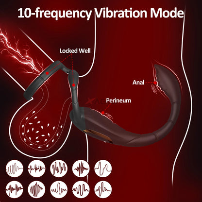 Cock Ring Prostate Vibrator for Men Male Double Ring Anal Plug Vibrating Delay Ejaculation Male Masturbator Sex Toys for Men 18+