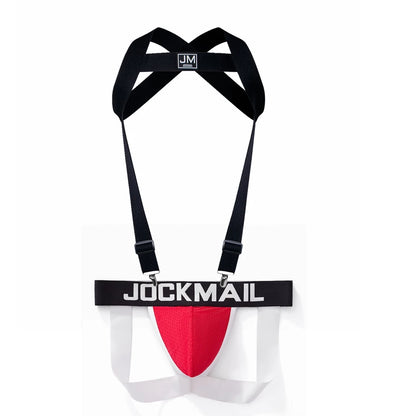 JOCKMAIL Body Harness Adjustable Elastic Strap Detachable Split-type Give Away Sexy Mesh Men Underwear Jockstrap Black Sets