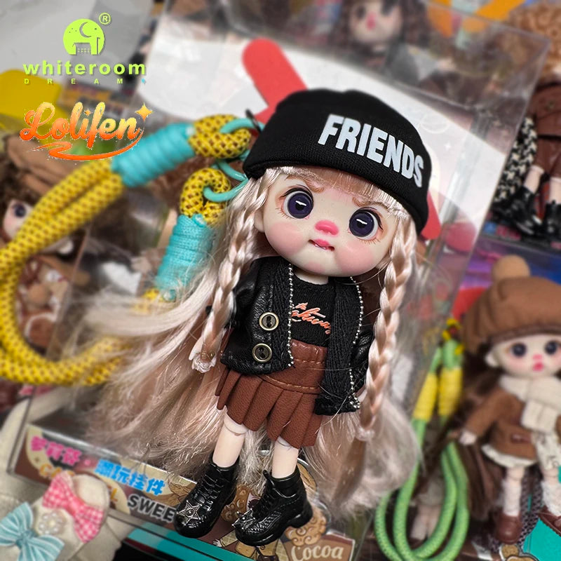 13cm Bjd Doll Trendy Collectible Toy Four Series Styles Changeable Outfit Phone Backpack Pendant Free Dopamine Color Lanyard Mul