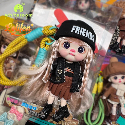 13cm Bjd Doll Trendy Collectible Toy Four Series Styles Changeable Outfit Phone Backpack Pendant Free Dopamine Color Lanyard Mul