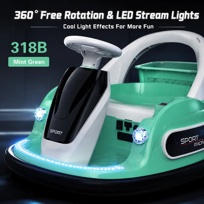 Kids Electric Bumper Car 318B, 2-6 Toddler Ride On Toy, Remote & Self-Dual Control, 360° Rotation, Bluetooth Music Early Educati