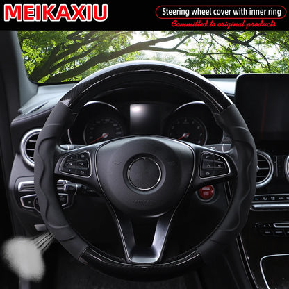 1 crystal carbon fiber three-dimensional lamb skin breathable skin car with inner ring steering wheel cover for women