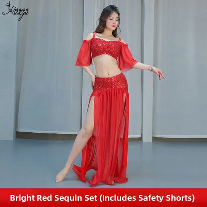 Sexy Sequin Belly Dance Costume 2025 Summer New Arrival High-End Practice Suit Performance Ethnic Dancewear Chinese Manufacturer