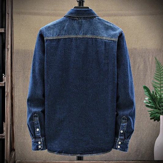 Trendy Men's Denim Jacket Spring-Autumn Fashionable Pure Cotton Breathable Casual Long-Sleeved Denim Shirt Comfortable Men's Top