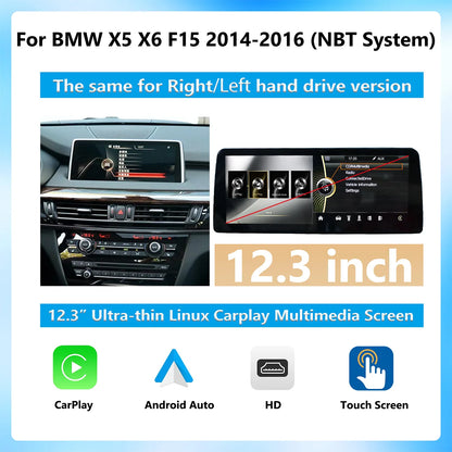 Wireless CarPlay Android Auto Display Multimedia Player For BMW X5 X6 F15 E70 E71 2009-2017 NBT CIC GPS Touch Screen 1920*720