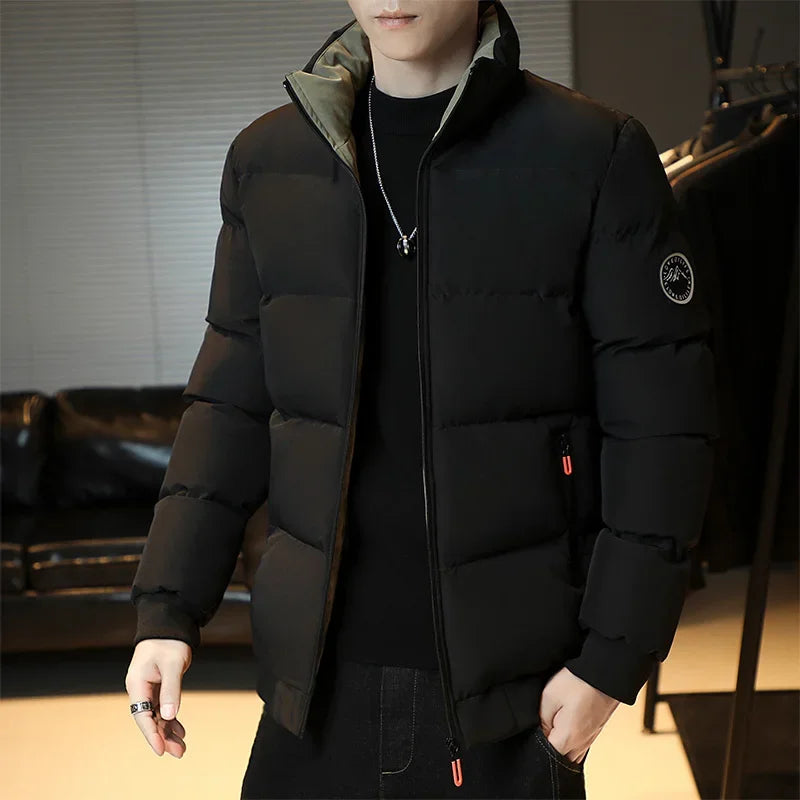 Winter Casual Jacket Men Stand Collar Warm Down Jacket Men Winter Thickened Collar Warmth Jacket Men Street Fashion Casual Coats