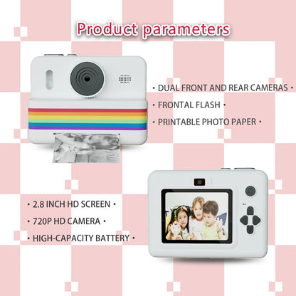 kids instants camera with 32GB memory card&color pencil, dual cameras, flashlight, the perfect gift for boys and girls.