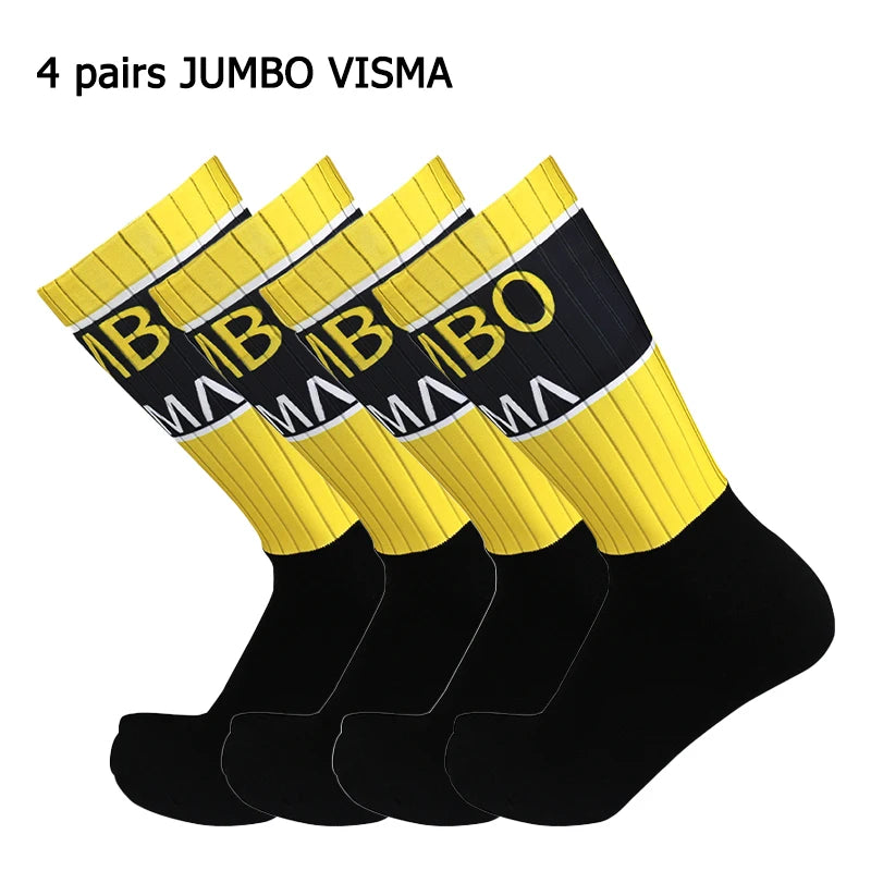 4 pairs of sports multi style anti slip breathable silicone men's and women's outdoor cycling running socks
