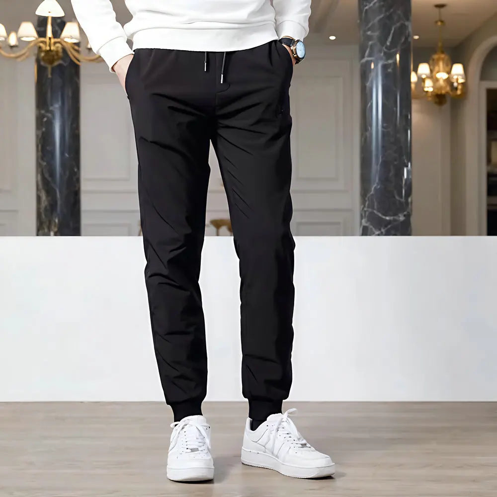 Men Lightweight Thernal Puff Down Pant Winter Chill Black Warm Trousers Adjustable Elastic Waist Underwear Cosy Menswear