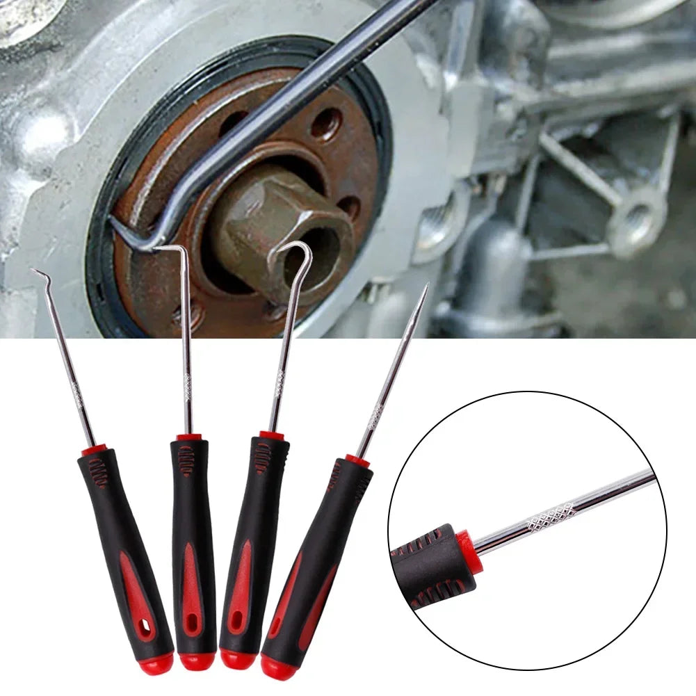 4pcs Car Pick Hook Set O Ring Oil Seal Screwdrivers Puller Remover O-Ring Seal Gasket Auto Repair Tools