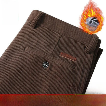Corduroy Men's Straight Leg Warm Winter Pants Loose Fit Casual Trousers Comfortable Autumn Winter Fashion Trend Brand