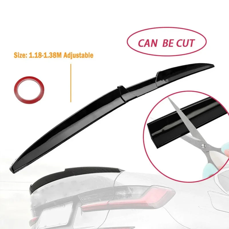 For Audi Accessories A4 B8 2003-2013 Car Rear Trunk Spoiler Wing Lid DIY Length 3Pcs Matt Black Soft Plastic