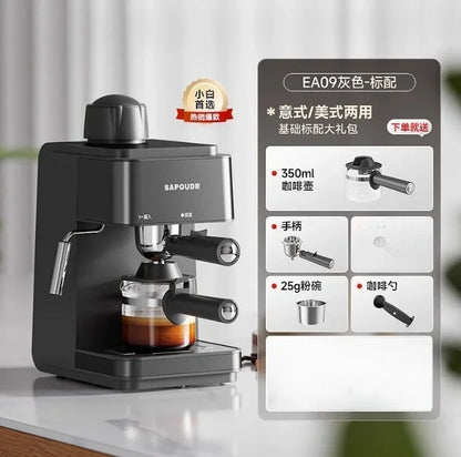 220V sapoudrEA09 Semi Automatic Coffee Machine Compact Home Office Espresso Americano Brewer BBW
