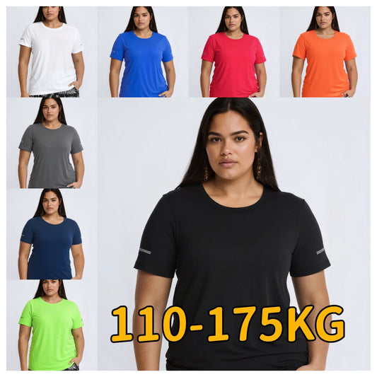 1XL-7XL Plus Size Women's Loose-Fit Solid Color T-shirts, Oversized Short Sleeve Crew Neck Tops for Daily Wear and Sports