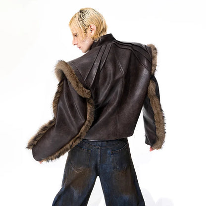 LUZHEN Fashion Personalized High Street Fur Patchwork Design Leather Jacket Men's Winter 2025 New High Quality Male Coat JY4886
