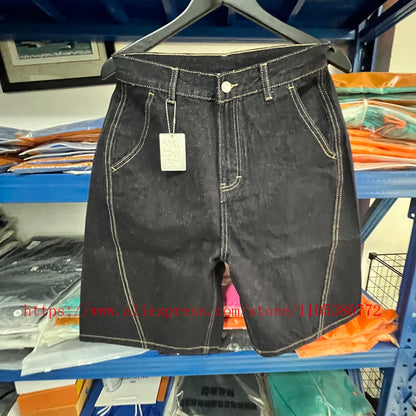 High Street Trendy Men's Mertre Denim Shorts Summer Loose Versatile Straight Leg Heavy Fabric Pants Stock