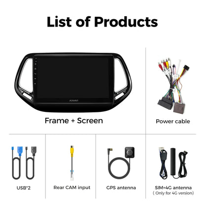 Ainavi Car Multimedia Player For For Jeep Compass 2 MP 2017 2018 2019 wireless Carplay Android Auto 4G Wifi 2din