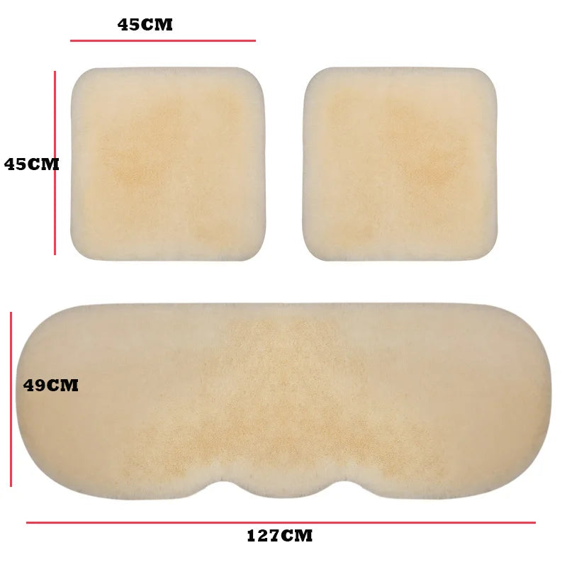 Car Seat Cover Cushion Winter Warm Plush Fluffy Car Seat Front Rear Wool Fur Capes Cushion Set Cotton Pad Car Interior