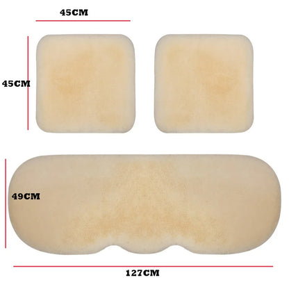 Car Seat Cover Cushion Winter Warm Plush Fluffy Car Seat Front Rear Wool Fur Capes Cushion Set Cotton Pad Car Interior