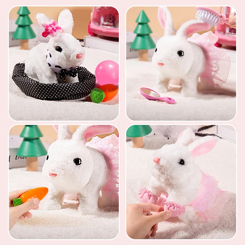 Electronic Rabbit Children Plush Walking Pets Have Sound Moving Dancing Animal Interactive Toy Education 3 Years Brithday Gifts
