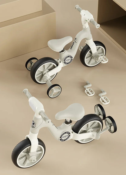 Happy Sport 2 In 1 Balance Bike Adjustable Seat Detachable Pedals With Led Lights And Music Convertible Tricycle Indoor Outdoor