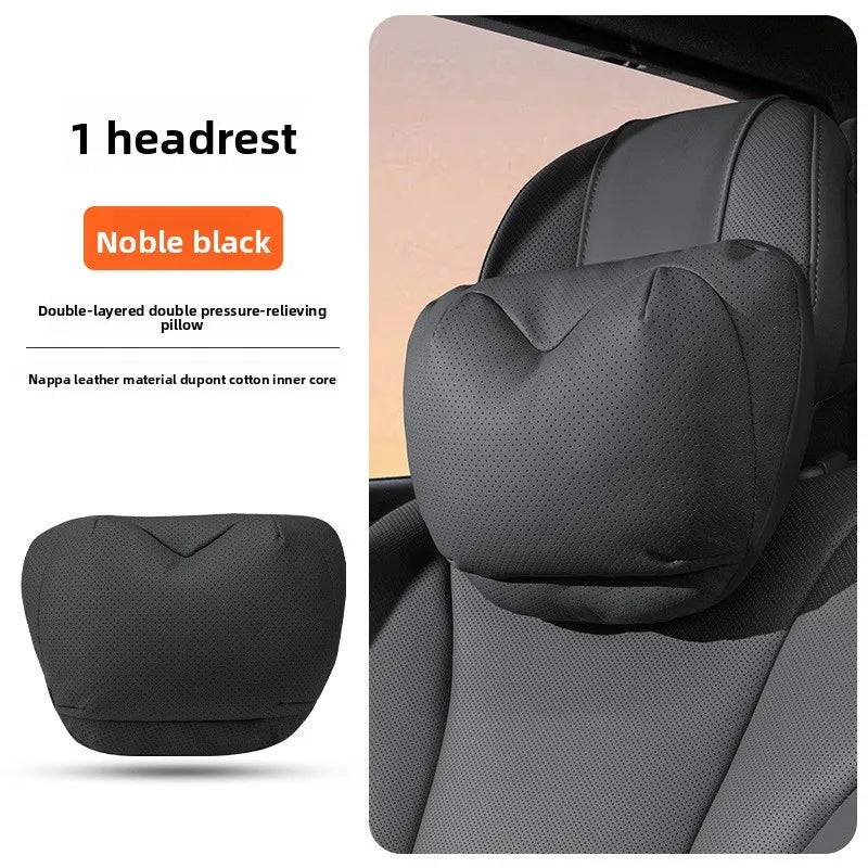High Quality Universal Car Headrest Cushion Car Seat Neck Pillow High-grade Leather Breathable Lumbar Support Car Pillow