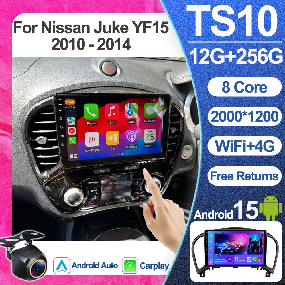 For Nissan Juke Yf15 2010 2011 2012 2013 2014 Carplay Auto 5g+wifi Gps Car Radio Navigation Multimedia Video Player Stereo Bt