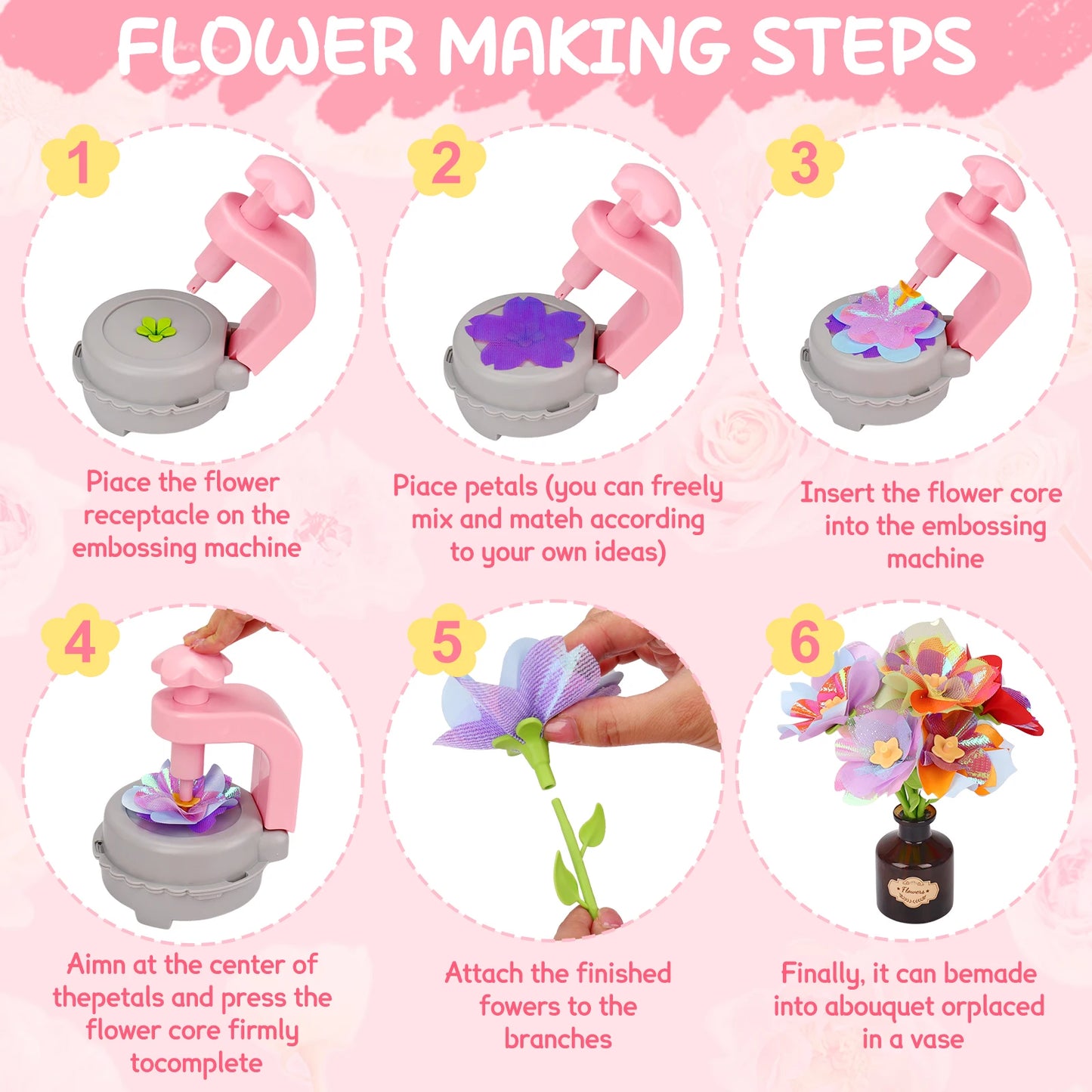 Creative DIY Handmade Bouquet for Girls Fabric Handmade Bouquets Flower Arrangement Toy Parents-child Interctive Game for kids