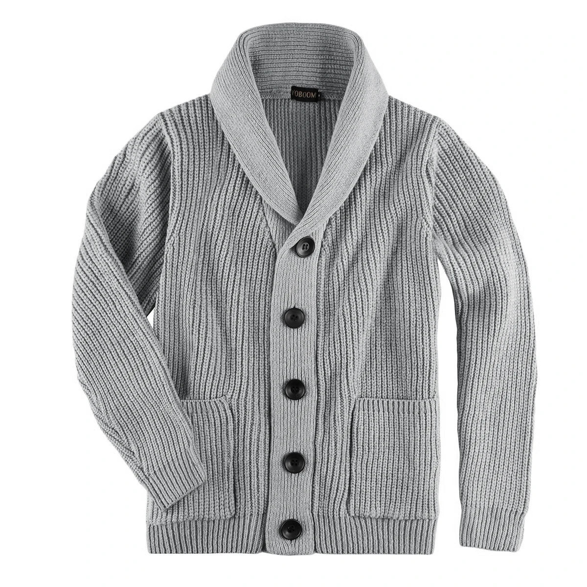 VOBOOM Samll Size S M Mens Shawl Collar Cardigan Sweater Button Down Ribbed Knit Sweaters Chunky Casual Cardigan with Pockets