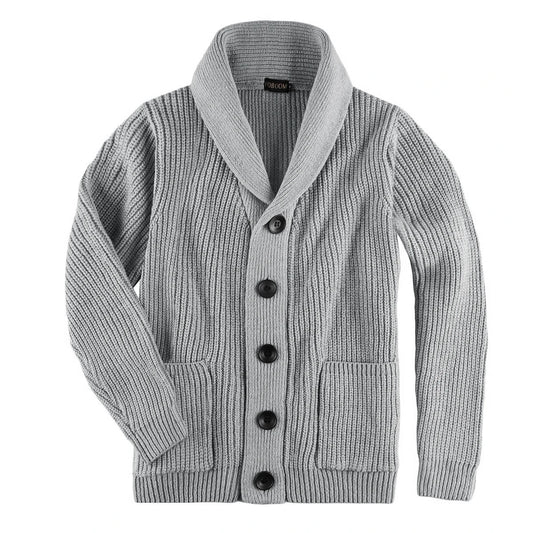 VOBOOM Samll Size S M Mens Shawl Collar Cardigan Sweater Button Down Ribbed Knit Sweaters Chunky Casual Cardigan with Pockets