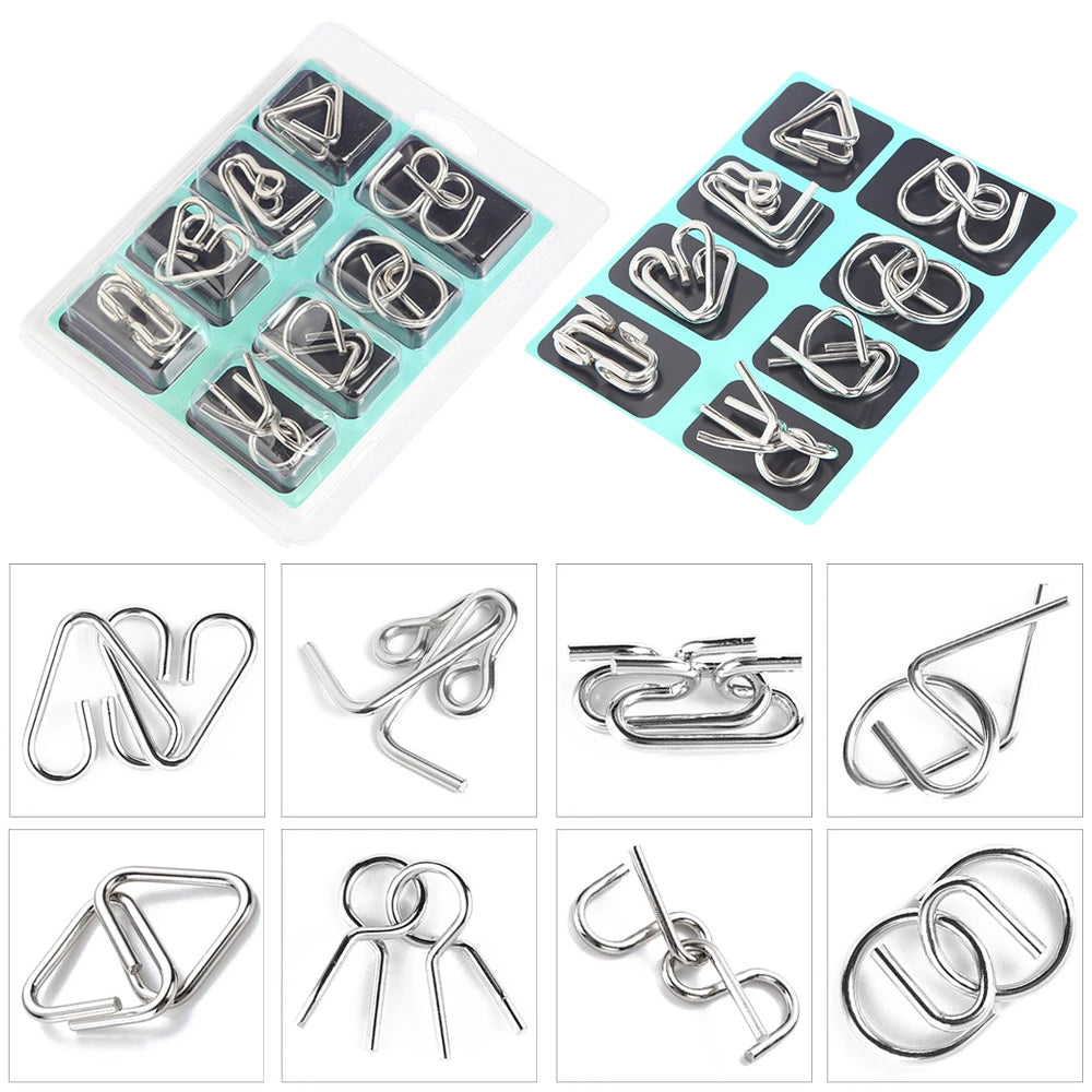 NEW Set of 24PCS Metal Wire Puzzle Toys IQ Test Puzzle Unlock Toys Brain Teasers