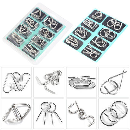 NEW Set of 24PCS Metal Wire Puzzle Toys IQ Test Puzzle Unlock Toys Brain Teasers
