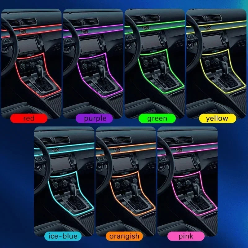 Car Environment Wire LED USB Flexible Neon Interior Lights Assembly RGB For Automotive Decoration Lighting 3M Hidden APP