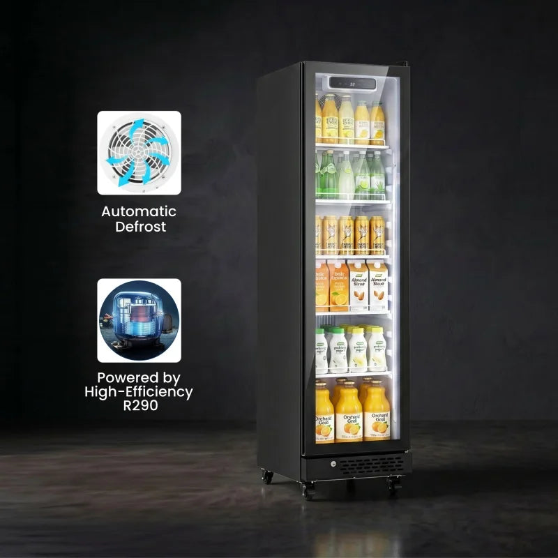 195L Vertical Beverage Display Cooler 115V 60Hz Mechanical Thermostat Commercial Drink Refrigerator Silent 50dB For Shop Cafe Bar