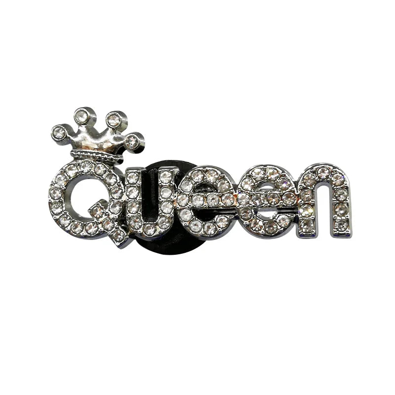 1/20pcs Silvery Metal Clog Charms Bling Luxury Style Crown Heart Fashion Women Men Shoe Charms Jean Set Metal Shoe Accessories