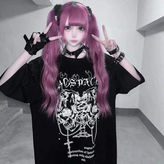 Y2K Design Loose Short Sleeve T-Shirt Abi Culture Print Summer Spicy Girl Fashion Casual round Neck Women's Top