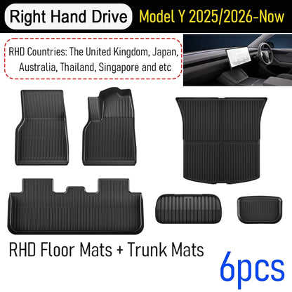 USVOTOV For Tesla Model Y Juniper 2025 2026 Floor Mats TPE Front Rear Cargo Liner Backrest Pads Trunk Mats for Tesla Accessories