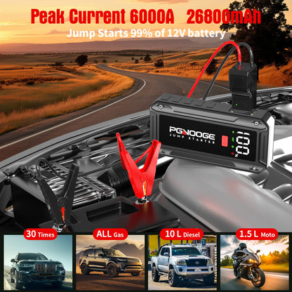 PGNOOGE 6000A 26800mAh Car Jump Starter, Car Battery Booster, Car Jump Starter Power Bank, Car Starter, Portable Battery Pack