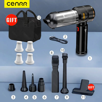 CENRR 998000PA Car Vacuum Cleaner Portable Powerful HandHeld Car Cleaner Dust Display Lamp Strong Suction Air Gun