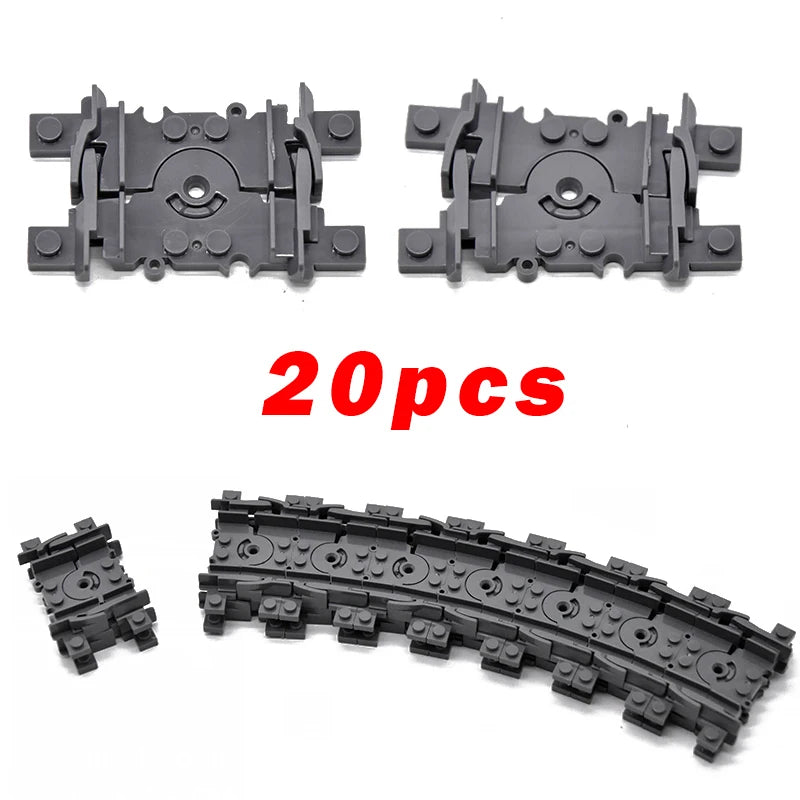 City Trains Flexible Tracks Forked Straight Curved Rails Switch Building Block Bricks High-Tech Creative Toys for kids gifts