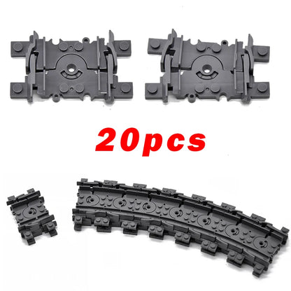 City Trains Flexible Tracks Forked Straight Curved Rails Switch Building Block Bricks High-Tech Creative Toys for kids gifts