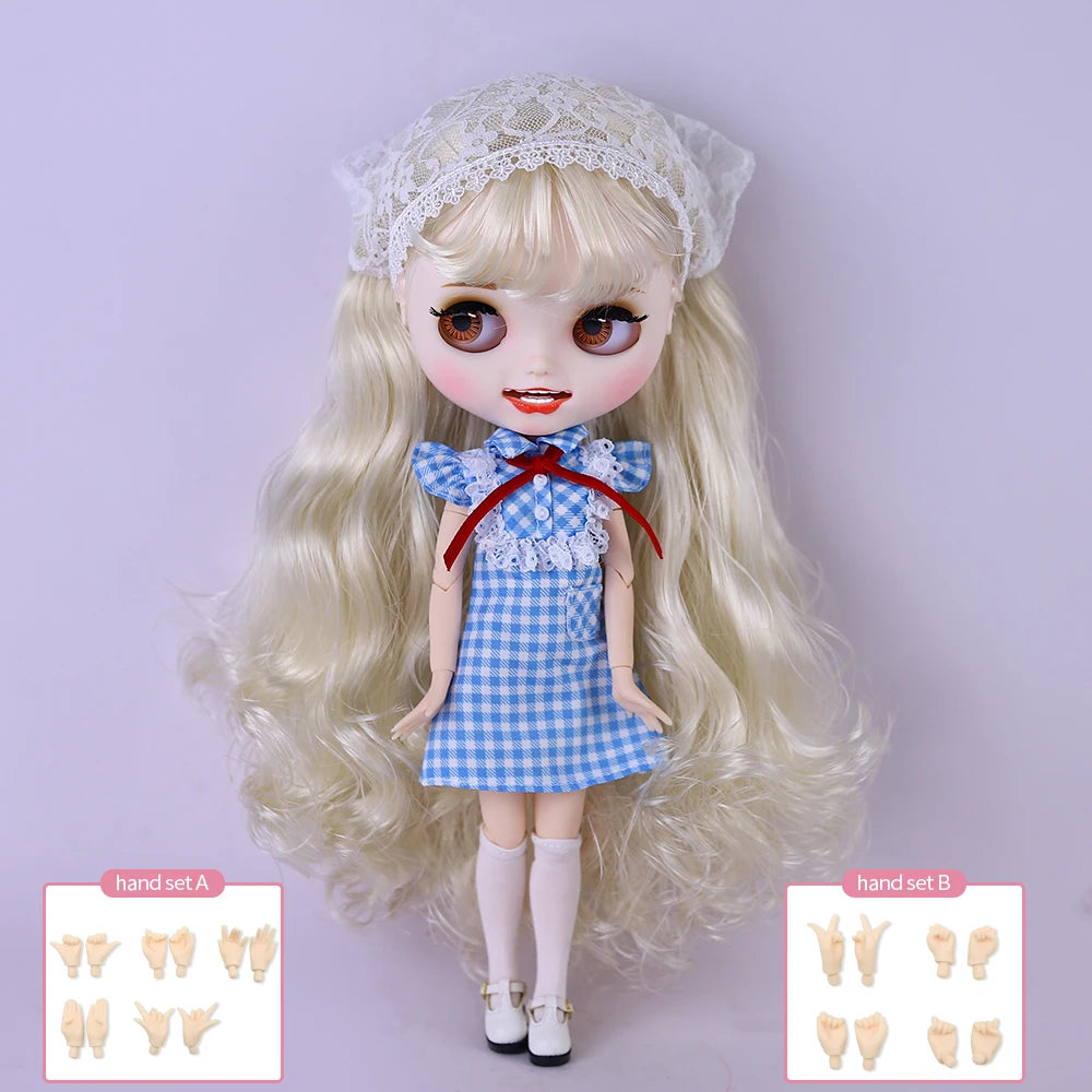 ICY DBS Blyth doll 30cm white skin, curly hair, matte face, various styles of nude dolls and other options, suitable for gift