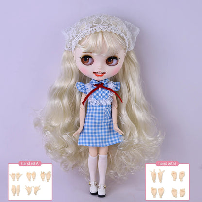ICY DBS Blyth doll 30cm white skin, curly hair, matte face, various styles of nude dolls and other options, suitable for gift