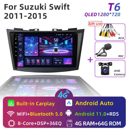 JUNDOF 9" CarPlay 2DIN Android Auto Car Radio Stereo For Suzuki Swift 2011 2012 2013 2014 2015 2016GPS Multimedia Video Player
