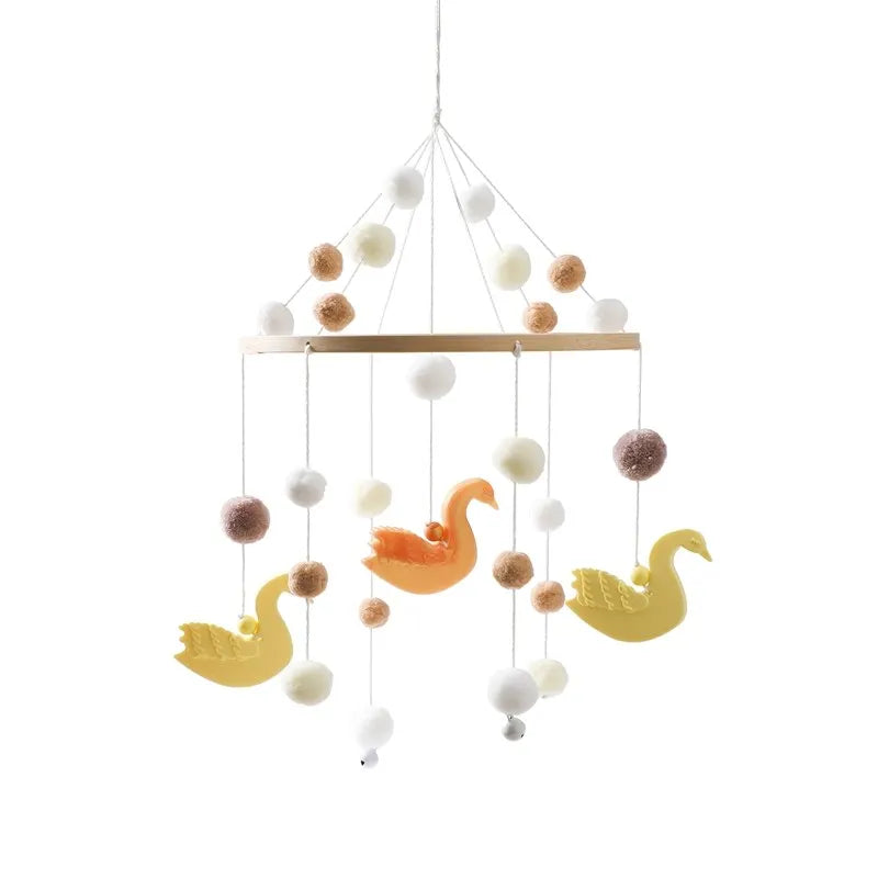 DIY Baby Crib Bed Bell Holder Arm Toy Imitation Wood Grain Infant Bed Decoration Toys Rotating Music Box Nut Screw Arm Bracket
