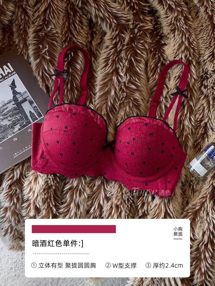 YUQI Elegant Lace Bra Set 2026 - Push Up Half Cup for Small Chest, Support & Anti Sagging, Sexy Back Design | Lingerie S-XL Suit