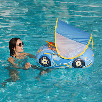 Kids Car Swimming Seat Float Ring Inflatable Infant Floating For Summer Swim Boat Circle Bathing Water Toy with Canopy