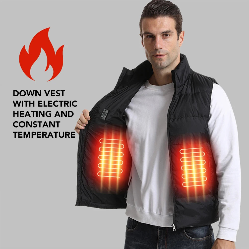 15 Areas Heated Vest Men Women Down Heated Jacket Intelligent USB Electric Heating Thermal Heated Vest Winter Casual Warm Coat